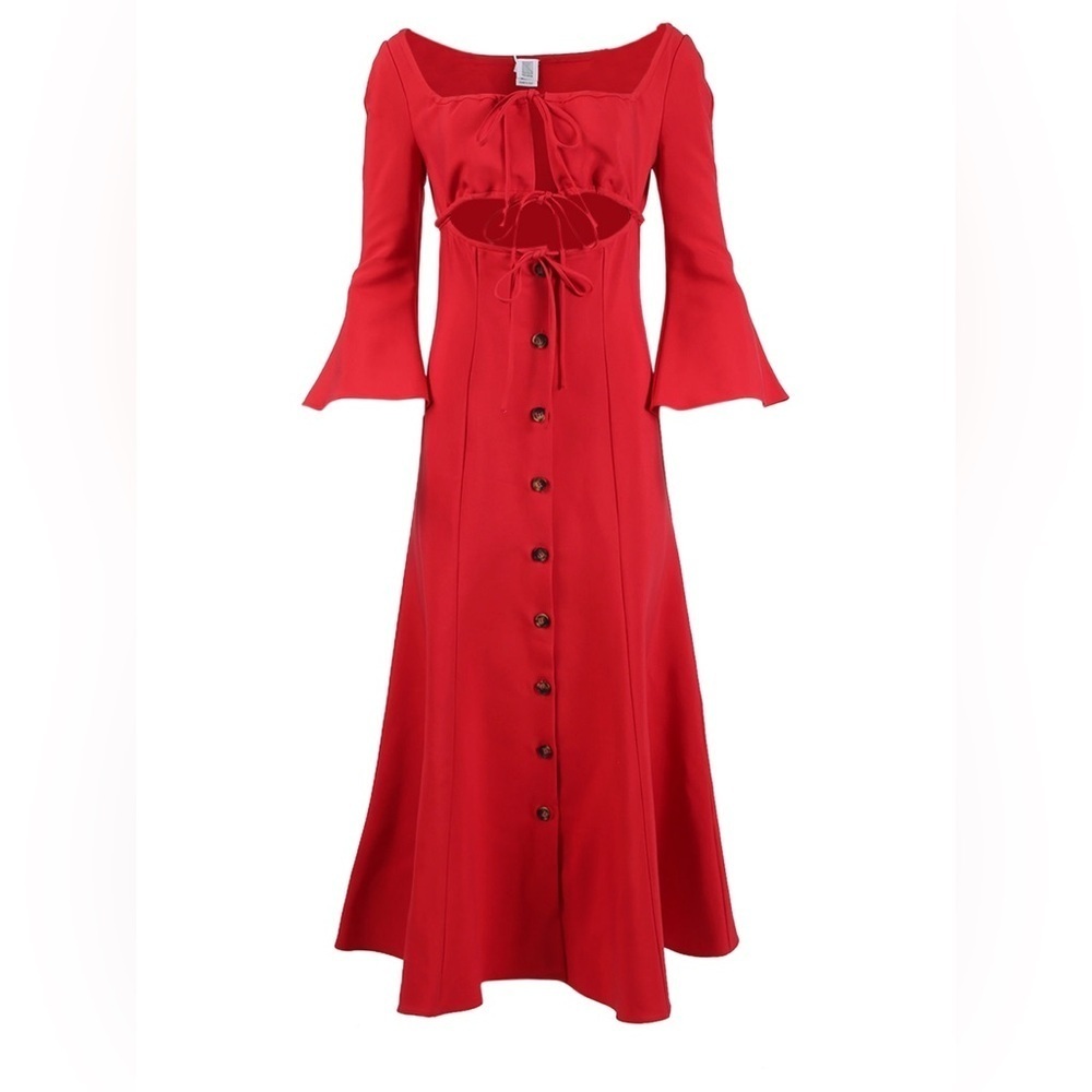 ROSIE ASSOULIN Nautical By Nature Red Bell Sleeve Red Fest Dress Size 6 NWT - Picture 2 of 13